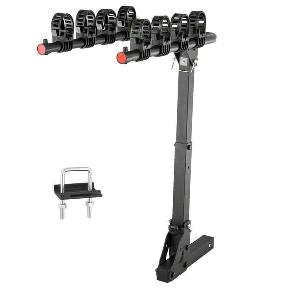 VEVOR Hitch Mount Bike Rack, 4-Bike Carrier Rack, 150 LBS Capacity Bike Rack Hitch for 2-inch Receiver, Titling and Folding Bike Carrier with No-Wobble U Bolt and Strap, for Car, SUV, Truck, RV