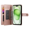 thumbnail image 6 of Crossbody for iPhone 13 Phone Case Wallet with Card Slots Zipper Pocket, PU Leather Magnetic Shoulder Strap Purse Cover with Flip Kickstand for iPhone 13 Women Girls, Pink, 6 of 10