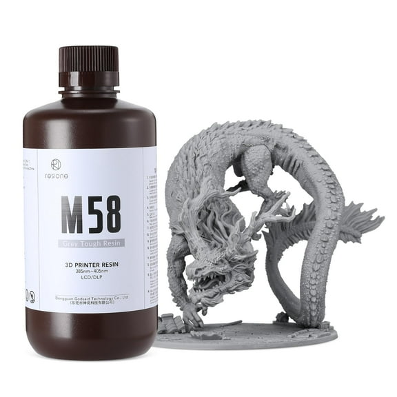 RESIONE M58 Tough ABS-Like 3D Printer Resin, High Precision, Low Odor, Wear Resistant, 405nm UV Compatible, Gray 1kg