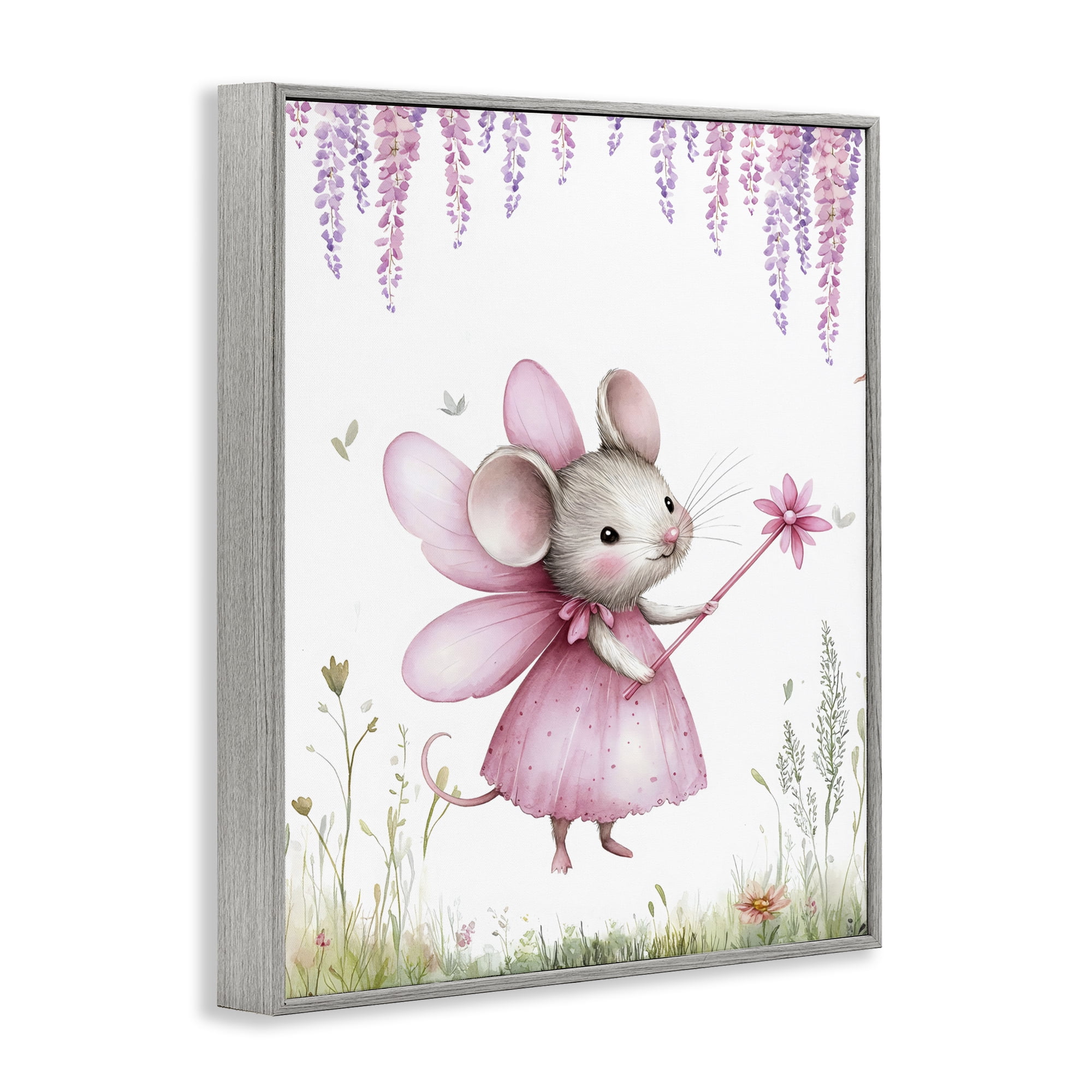 Stupell Industries Woodland Mouse Forest Fairy Gray Framed Giclee Art, design by LSR Design Studio