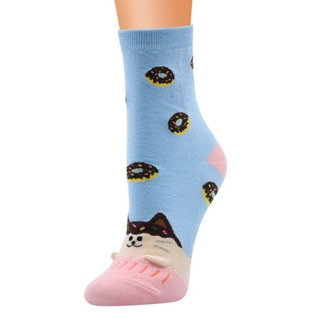

12 pairs * Women’s Casual Cotton Pattern Socks Comfortable Cute Animal Print Socks long socks for girls