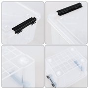 Aninhao 4-Pack 22 Quart Clear Plastic Storage Bins with Wheels, Latching Storage Box Bin