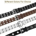 thumbnail image 4 of NvziCinturones de cuero para mujer, cinturón blanco para mujer y hombre con agujeros tachonados, 110 cm, 4 of 4