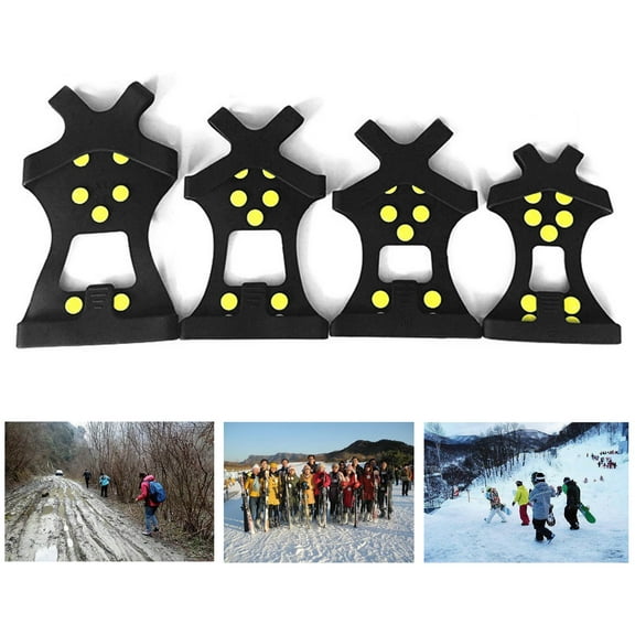 Cheers.US 1 Pair Ice Snow Grips Over Shoe/Boot Traction Cleat Spikes Anti Slip Footwear 10 Studs Anti-Skid Ice Gripper Snow Winter Climbing Shoes Covers