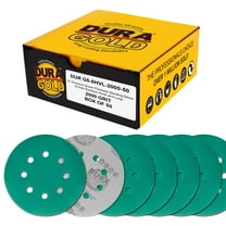 Dura-Gold Premium 2000 Grit 5" Green Film Sanding Discs, 8-Hole Pattern, Box of 50 - Dustless Hook & Loop Backing Sandpaper for DA & Random Orbital Sander, Detail Color Sand Auto Paint Wood Furniture