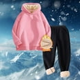 thumbnail image 2 of MEZZALL Kids Girls Hoodie And Jogger Winter Long Sleeve Warm Tracksuit Soft Plush Pullover With Pants Cozy Outfit Sets Cold Weather Play Lovely Clothes Sets, 2 of 4