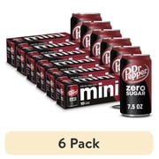 (6 pack) Dr Pepper Zero Sugar Soda Pop, 7.5 fl oz, 10 Pack Cans