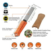 Sharpal 181N Dual-Grit Diamond Sharpening Stone with Leather Strop, Tool Sharpener for Knife, Axe, Lawn Mower Blade