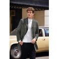 thumbnail image 5 of COOFANDY Men's Detachable Plaid Scarfs Wool Blend Coat - Notched Collar Single Breasted Pea Trench Overcoat, 5 of 10