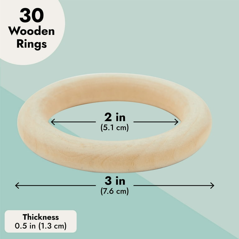 4 Pack Unfinished Natural Wooden Rings for Macrame, DIY Crafts