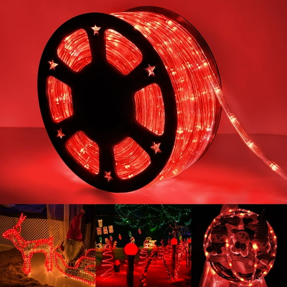 Luces LED tipo cuerda Jnaurb de 50 pies para exteriores, impermeables, 360 LED, color rojo