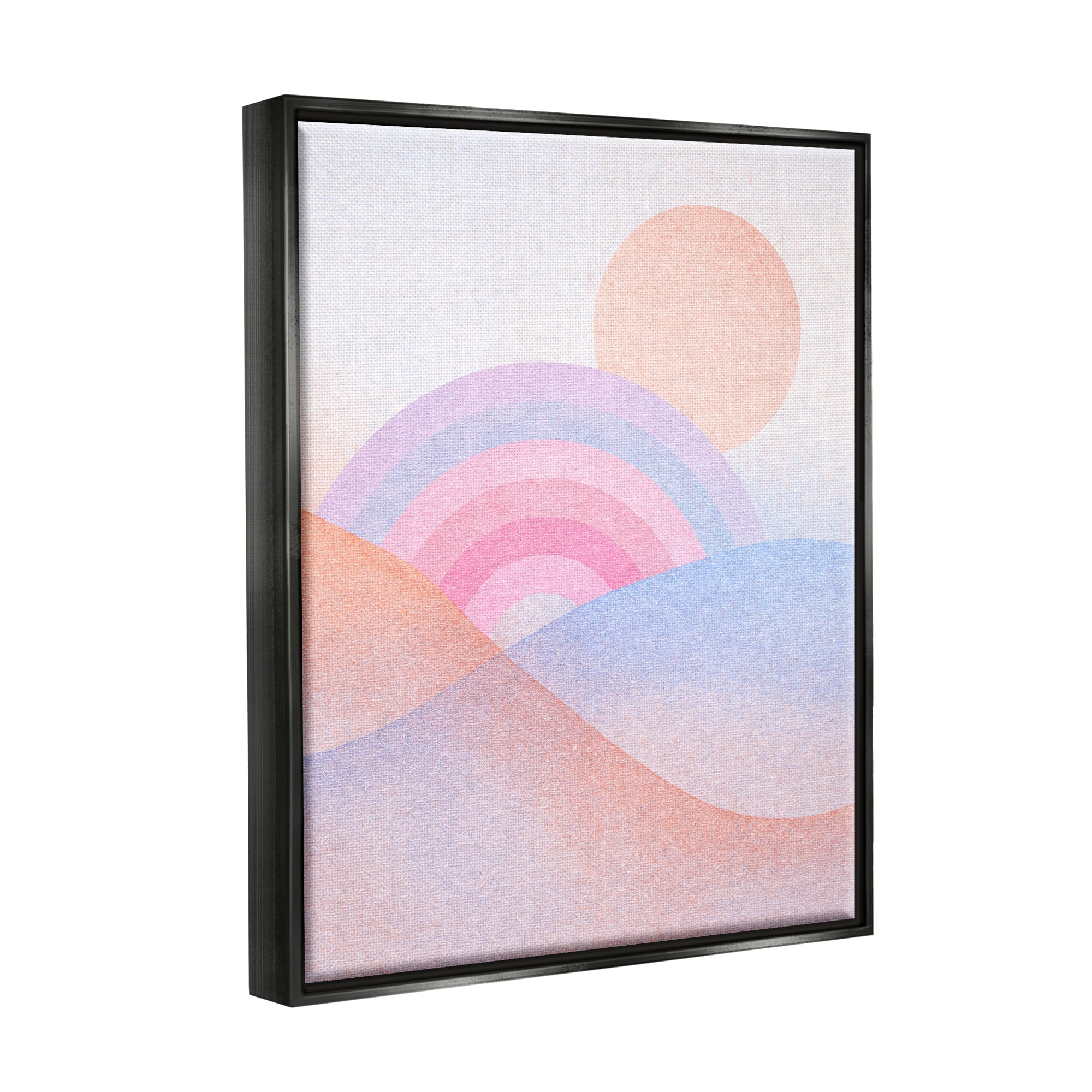 Stupell Industries Rainbow Hills Landscape Blue Ombre Landscape Painting Black Floater Framed Art Print Wall Art