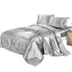 thumbnail image 1 of Muyoka Juegos de fundas nórdicas de seda satinada con funda de almohada Juegos de sábanas negras de 3 piezas para tamaño individual doble King Muyoka Hogar, 1 of 7