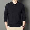 thumbnail image 3 of Suéter de punto de lana pura de nueva moda para hombres | Camisa polo con solapa Suéter de golf clásico de color sólido, 3 of 5