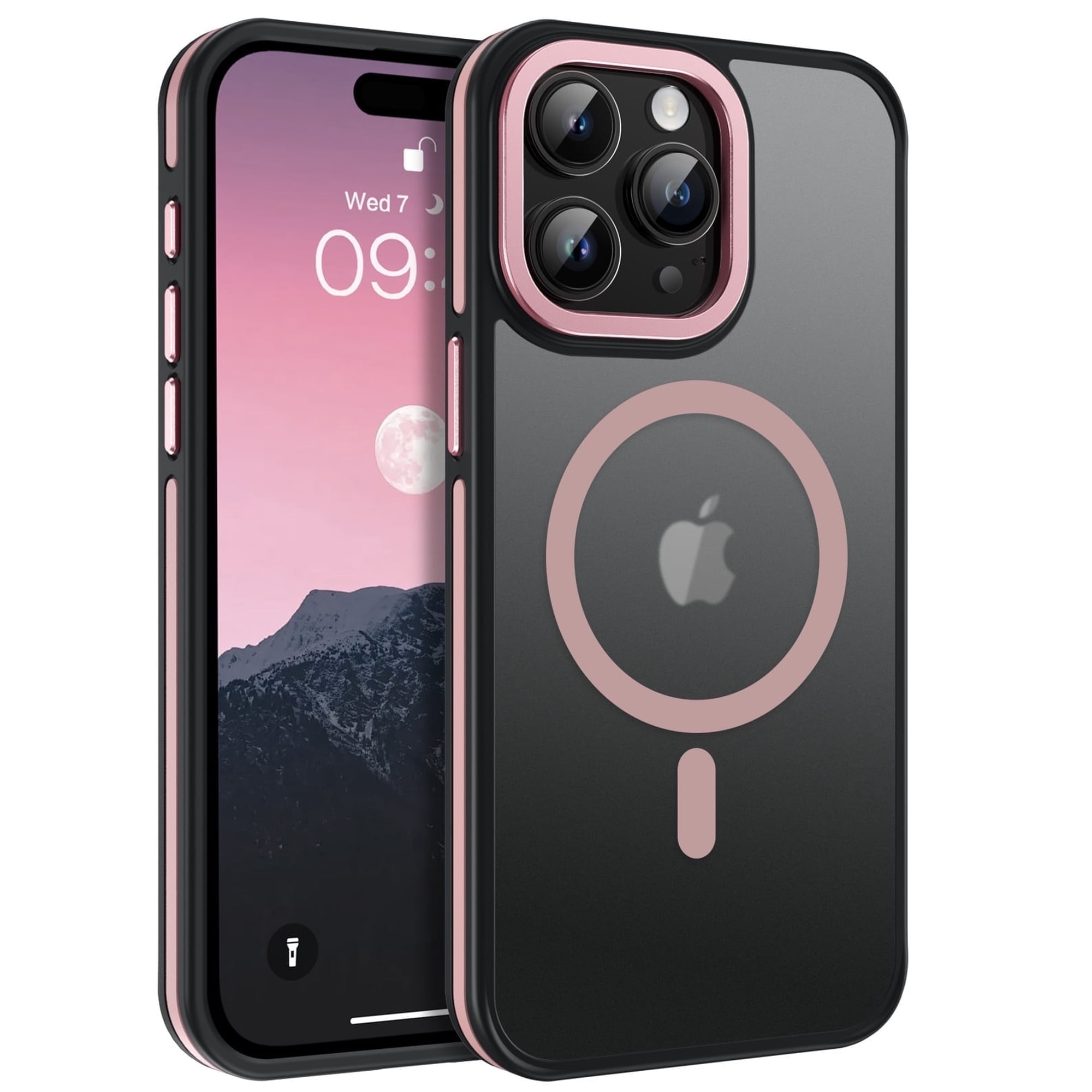 GAOBAO Magnetic for iPhone 15 Pro Max Case, Compatible with MagSafe, Screen & Camera Protection, Translucent Matte Shockproof Protective Cover