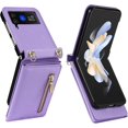 thumbnail image 6 of Phone Case for Samsung Galaxy Z Flip 4 5G 2022 Wallet Cover with Credit Card Holder Slot Crossbody Strap Lanyard Cell ZFlip4 Z4 Flip4 4Z Women Girls Men Purple, 6 of 13