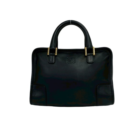 Pre-Owned LOEWE Vintage Amazona 28 Anagram Logo Leather Handbag Mini Boston Bag Black 48801