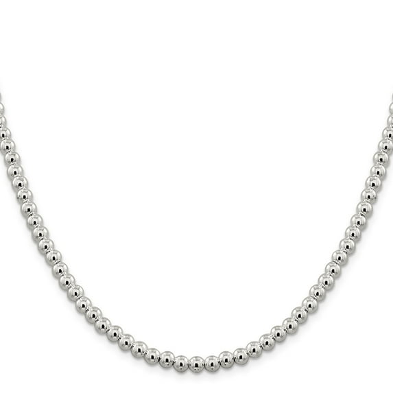 White Sterling Silver necklace Box chain Ball (Beaded) 20 in 5 mm