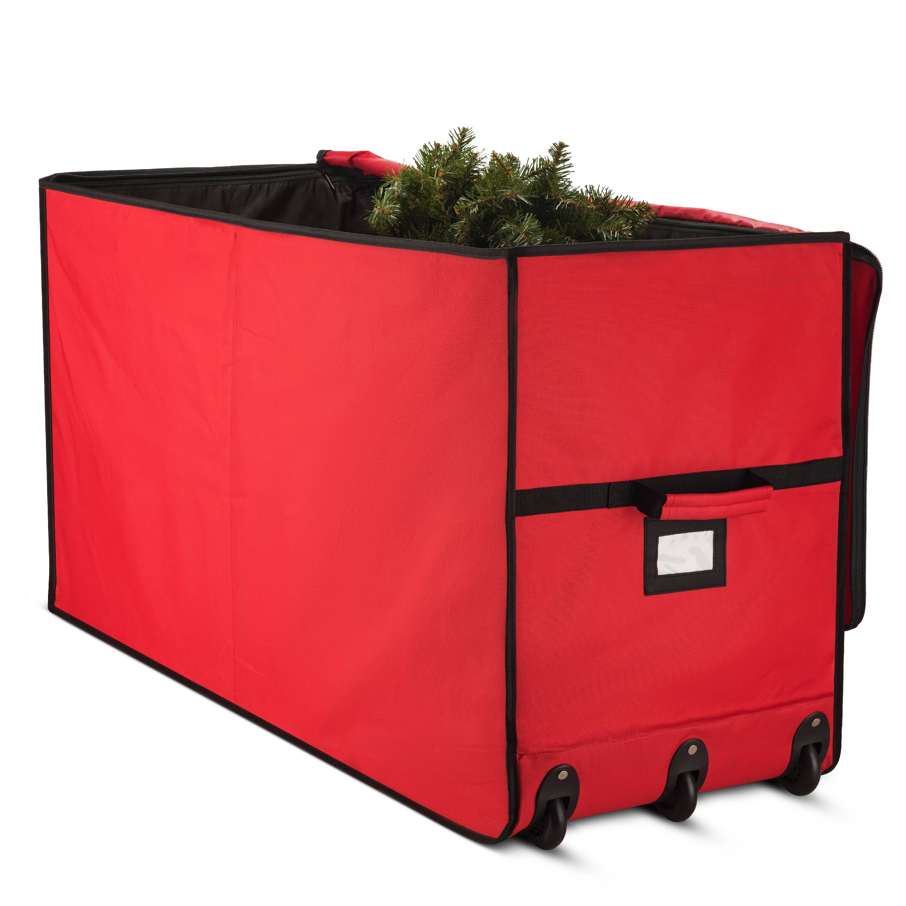 Super Rolling Christmas Tree Storage Box - Opens Wide for Easy Input/Access, Artificial Trees