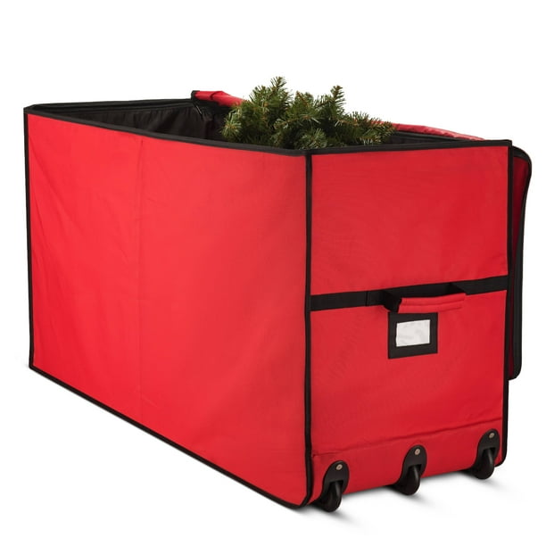 Super Rolling Christmas Tree Storage Box - Opens Wide for Easy Input/Access, Artificial Trees
