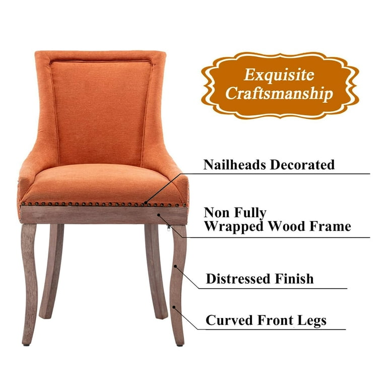 DONICK Vintage Fabric Upholstered Dining Chairs,Solid Wood Kitchen