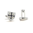 thumbnail image 3 of Men's Cufflinks Kings Cross Crusaders Shield Jerusalem Cross Cufflinks Purple Gold White Enamel Silver Trim Five-Fold Cross Cuff Links, 3 of 6