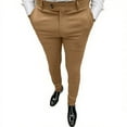 thumbnail image 2 of Fnnxeal Slim Suit Pants for Men Pull-On Button Waist Solid Casual Business Long Pants Khaki Pants for Men Size L, 2 of 5