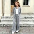 thumbnail image 6 of Toddler Girls Summer Sportswear Set 1-12Y, Breathable Long Sleeve Zip Jacket High Waist Yoga Trousers 2 Piece Outfit Gray 1 Years, 6 of 7