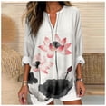 thumbnail image 2 of Camiseta tipo túnica MARSVOVO con estampado de flor de loto rojo para mujer 4XL, 2 of 3