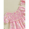 thumbnail image 6 of Musuos Newborn Girl Cute Summer Outfit, 3M 6M 12M 18M Short Sleeve Off-shoulder Flower Print Romper Dress with Headband Clothes, 6 of 10