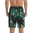 thumbnail image 4 of Lsque Mystical Black Cat Fireflies Mens Sleep Pajama Shorts,Short Pajama Pants, Cotton Ultra-Soft Knit-X-Large, 4 of 9