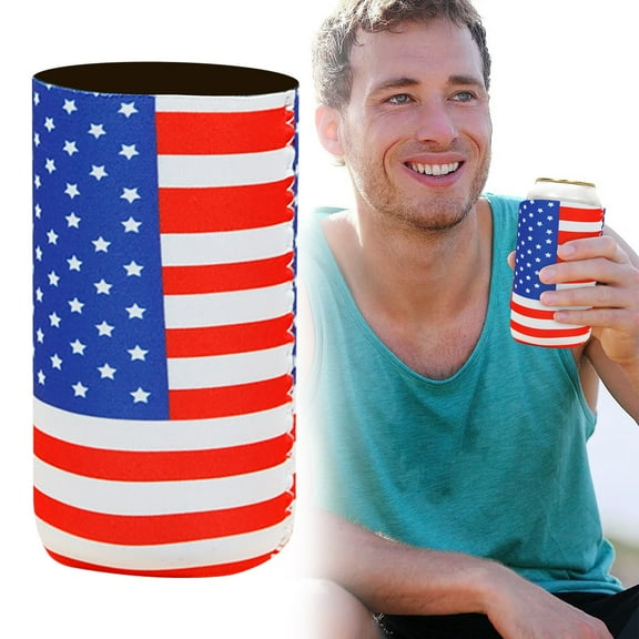 Neoprene Slim Can Cooler - Clearance - American Flag - Fits 12oz Slim Cans - Keeps Drinks Cool & Hands Dry(A)