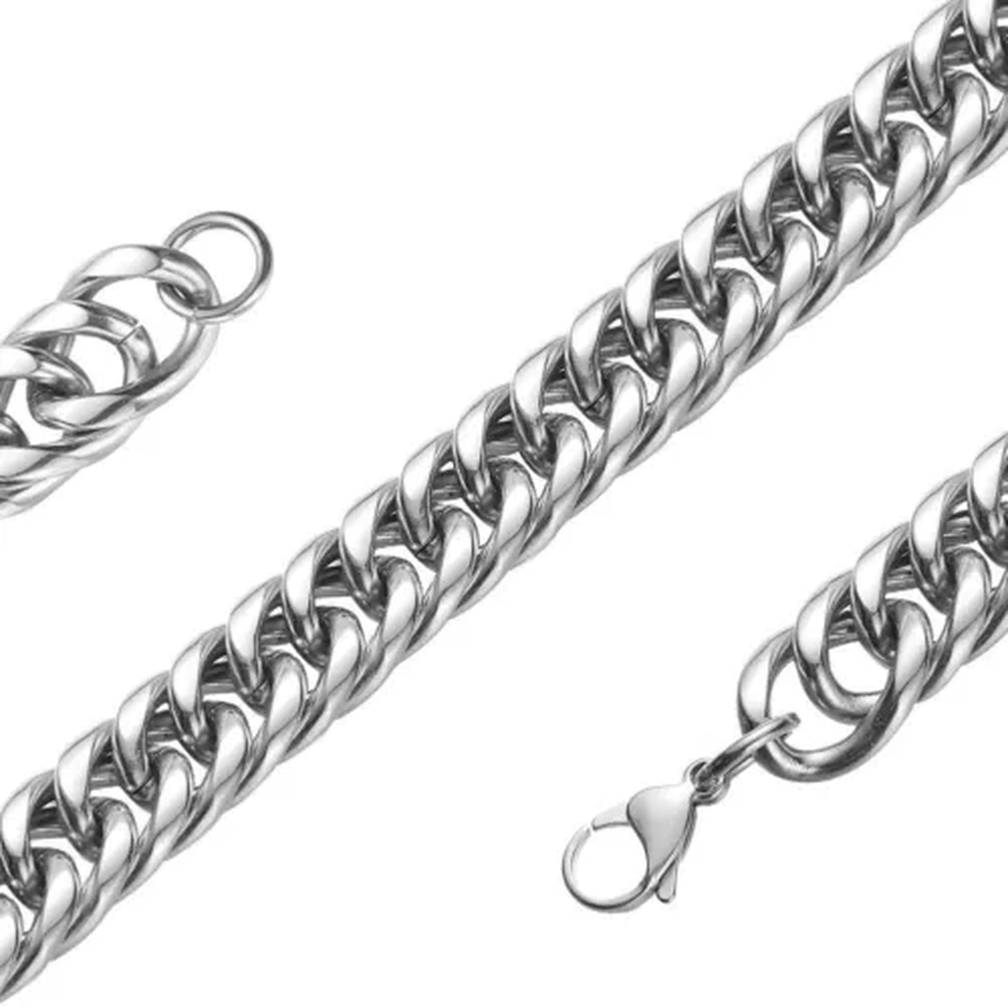 QQTDFG Heavy 9/11/13/16/20mm Stainless Steel Curb Chain Necklace