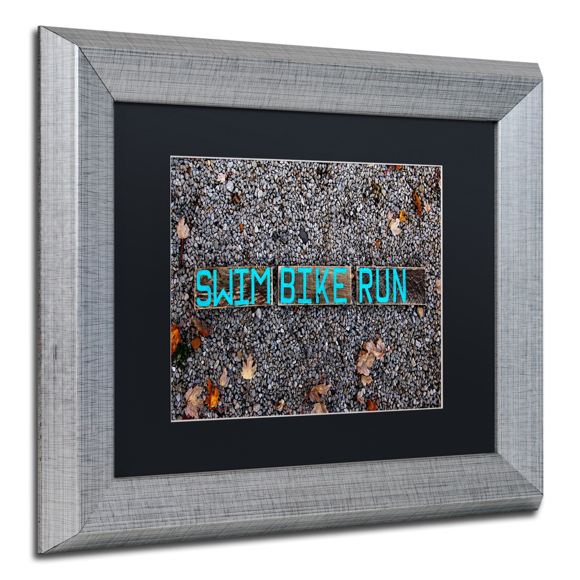 Trademark Fine Art 'The Triathlete II' Canvas Art by Nicole Dietz, Black Matte, Silver Frame