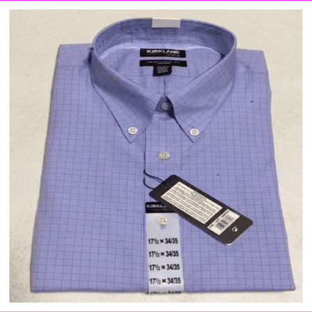 Kirkland Signature MEN'S traditional fit non iron Long Sleeve DRESS SHIRT  17.5-34/35/Blue/Burgundy