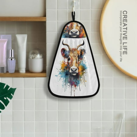 

Cattle Head Hanging Towel Kitchen Hand Towel Bathroom Absorbent Towel Machine Washable Quick Dry Dishcloths