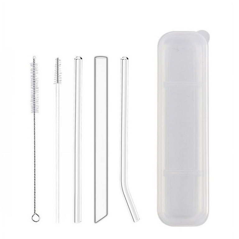 Reusable Drinking Glass Straws, Portable Glass Straw with Case Reusable  Glass Straws Clear Glass Straws for Drinking 