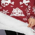 thumbnail image 3 of Oversized Wearable Blanket Hoodie,Red Christmas Tree and Deer Pattern Sherpa Blanket Hoodie with Super Pockets,Super Warm Fuzzy Pullover for Women & Men, 3 of 6