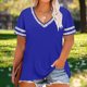thumbnail image 5 of Haivin Summer Tops for Women 2024 Short Sleeve Button V Neck Tshirts Trendy Casual Blouses, 5 of 5