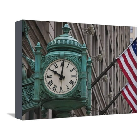 Marshall Field Building Clock, Now Macy's Department Store, Chicago, Illinois, USA Stretched Canvas Print Wall Art By Amanda