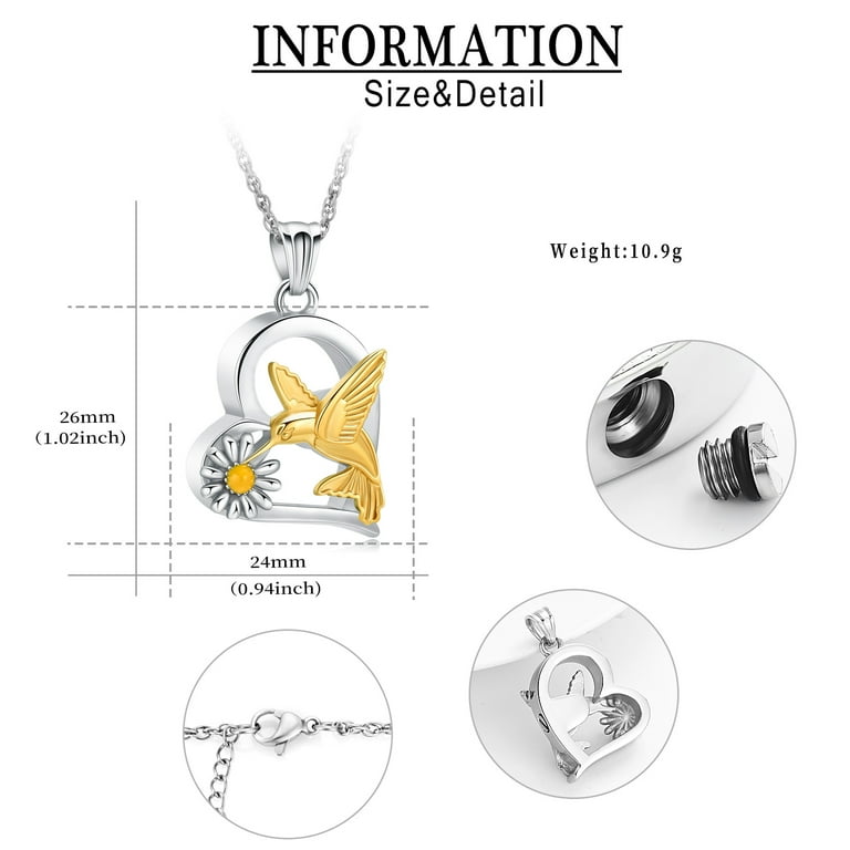 PiercingJak Urn Necklace Hollow Flower Urn Necklace Stainless Steel Memorial Locket Pendant Memorial Cremation Keepsake Jewelry for Women, 12 1/8, Stainless Steel