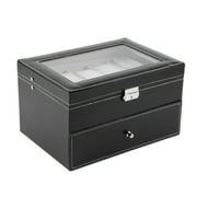 20 Insert Grid Slots & 20 Removable Pads PU Leather Watch Box Display Case Organizer Jewelry Storage Organizer Black Hot
