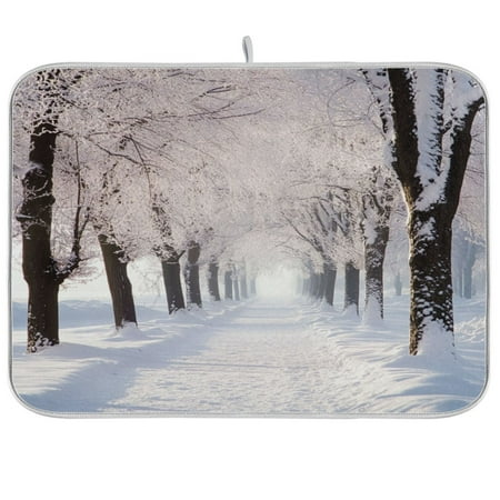

Kitchen Drying Mat 18x24In Drying Dish Mat Dish Drying Mats Kitchen Countertop Multi-Function Drain Drying Mat Kitchen Table Big Tree in Winter