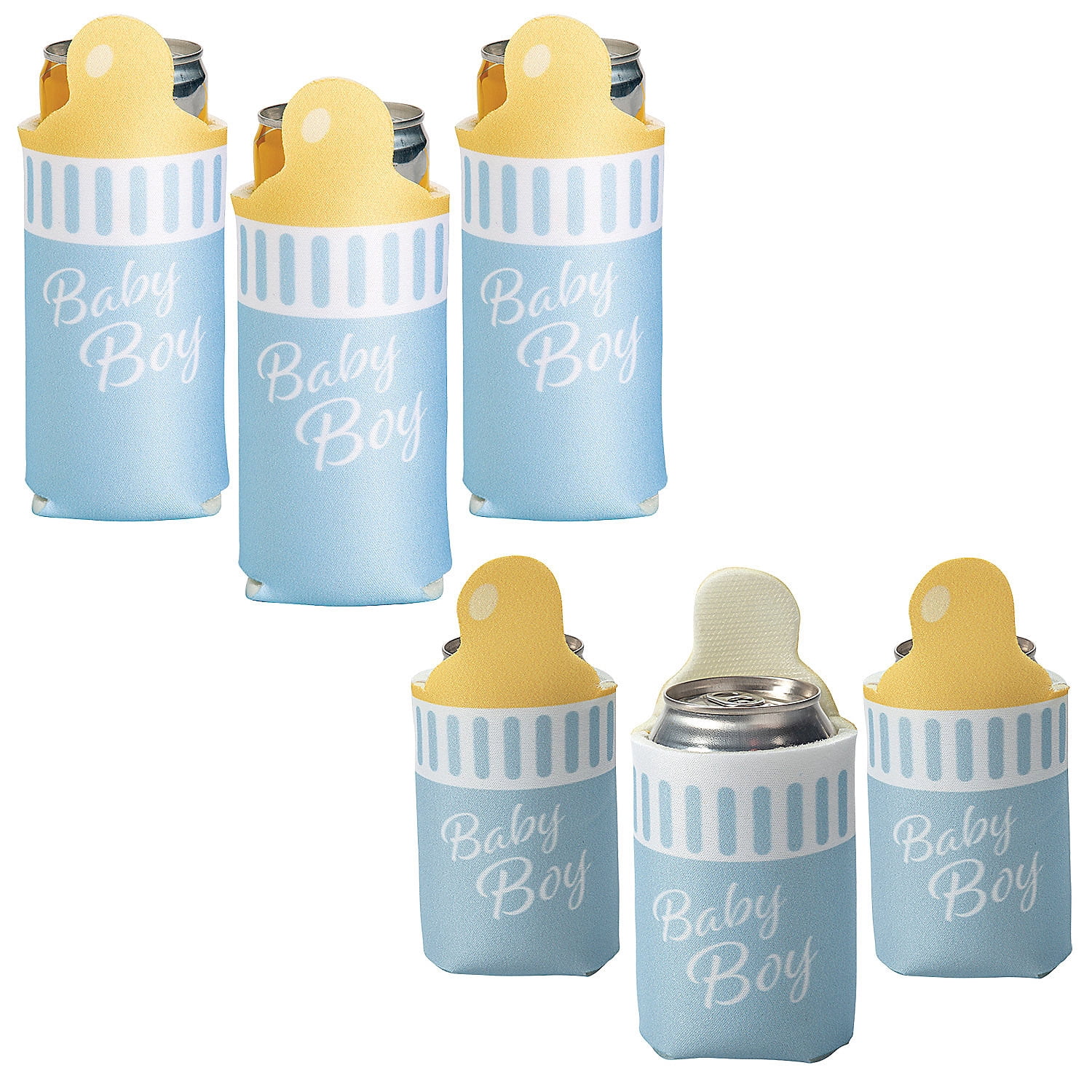 Fun Express Boy Baby Bottle Regular & Slim Fit Can Coolers - 24 Pc
