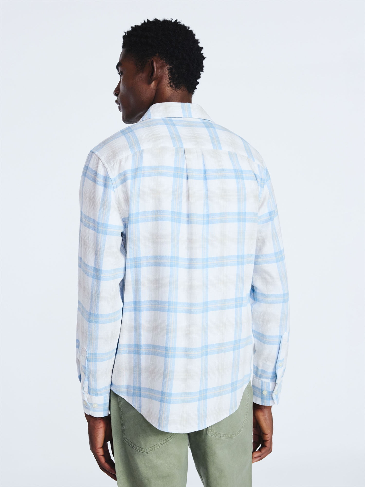 Free Assembly Men's Button Front Flannel Shirt with Long Sleeves, Sizes S-3XL