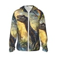 thumbnail image 1 of Balery Sunshine Jungle Dinosaur Sudadera ligera de manga larga con capucha y protección solar UPF 50+ para hombre y mujer, ideal para pesca y running-3X-Large, 1 of 7
