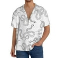 thumbnail image 3 of Xecao offers the Hand Drawn Snake for Men's Casual Short-sleeved Shirt, a button-up collared shirt with a pocket, perfect for beach vacations and yacht travel in the XX-Large size., 3 of 7