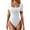 White, variant on ZAZYULZ Womens Jumpsuit Ladies Custom Solid Color Square Neck Short Sleeve Fitted Elegant Bodysuit(Red,S)