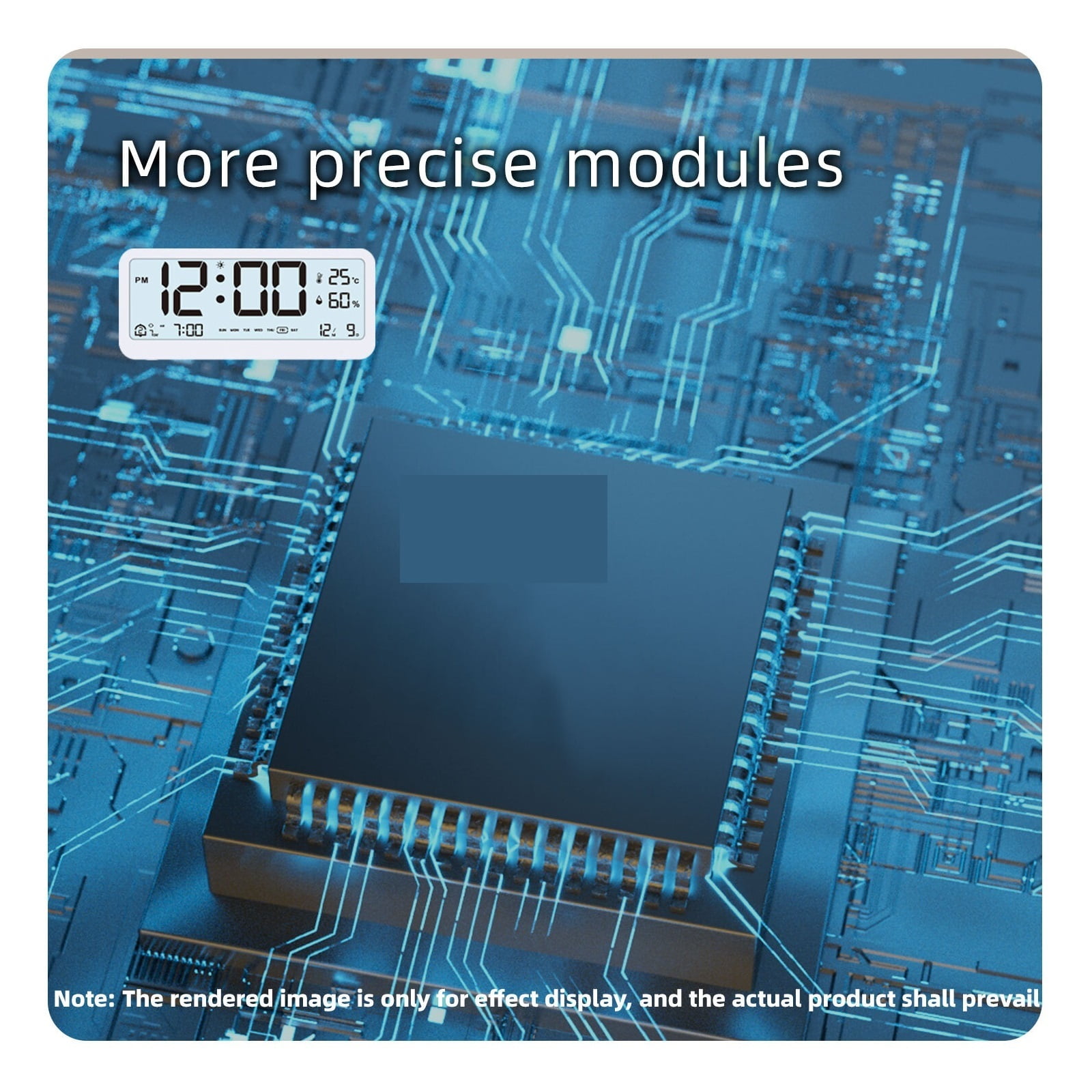 Digital Clock LED Brightness Adjustable Temperature Humidity Displaying Clock Modes Auto-Dimming ,Fast Response