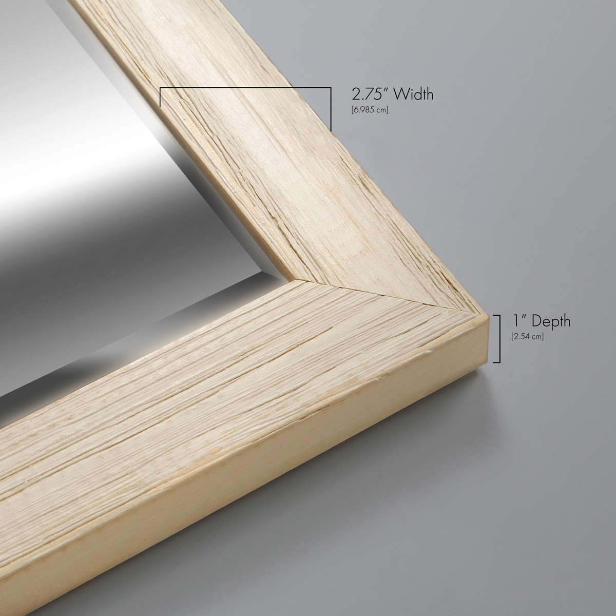 Beveled Edge Framed 25 in. W x 61 in. H Rectangle Wood Natural White Mirror